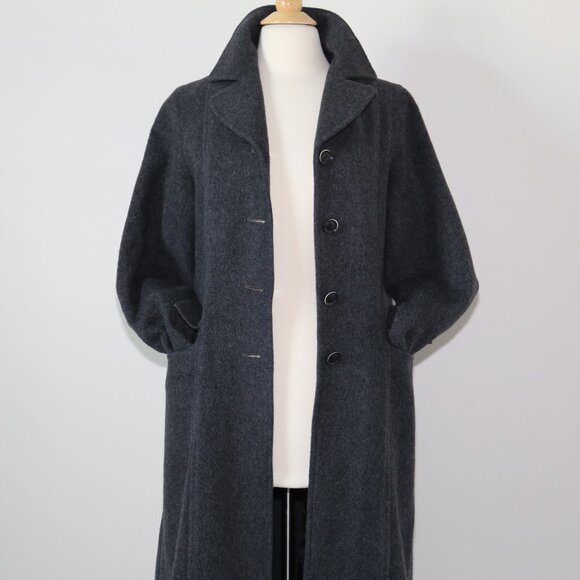 Authentic SELFISH POT vintage long wool coat Classic EUC Gray - Picture 4 of 10